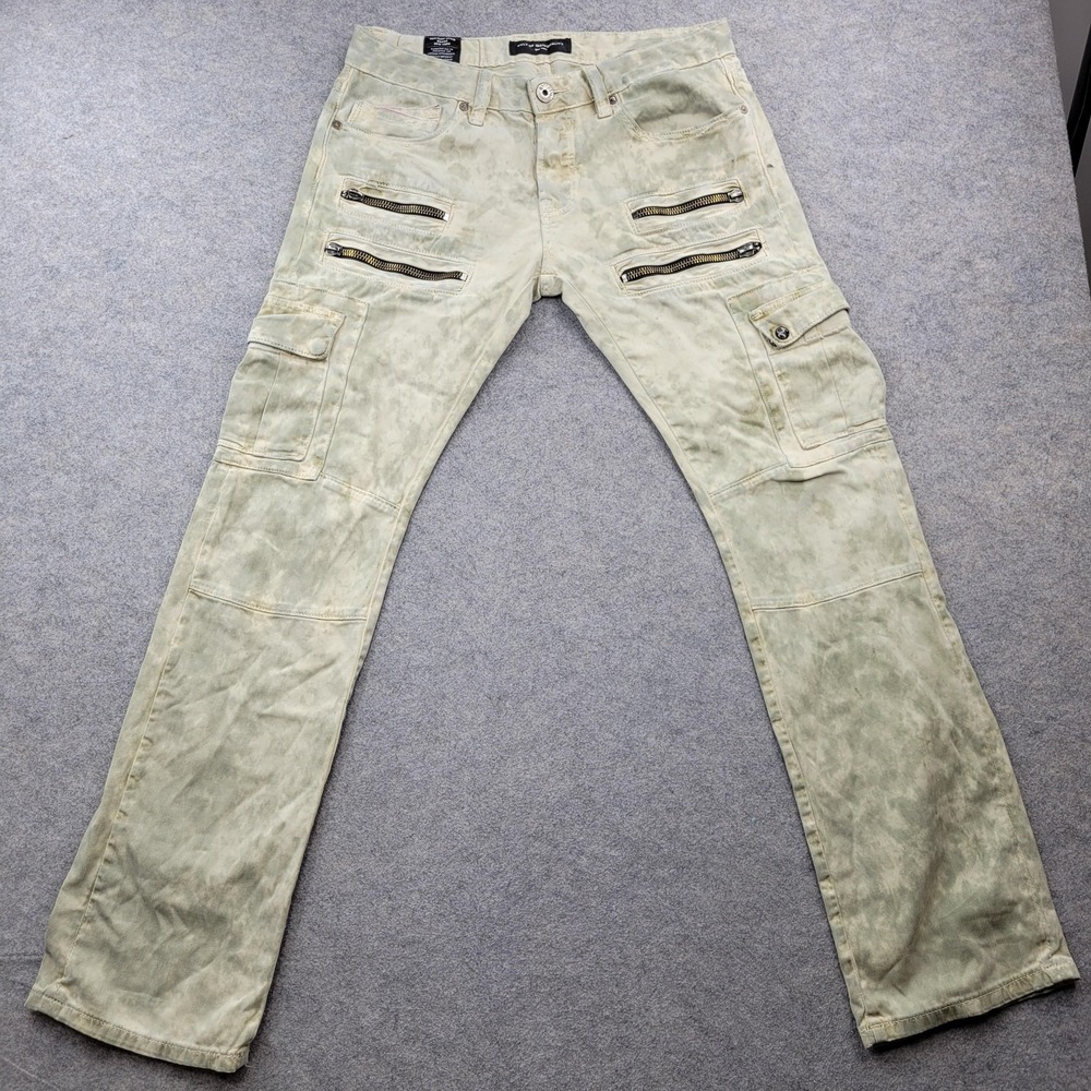 Cult Individuality Jeans Mens 32x34 Rebel Cargo Green Straight Denim Pants